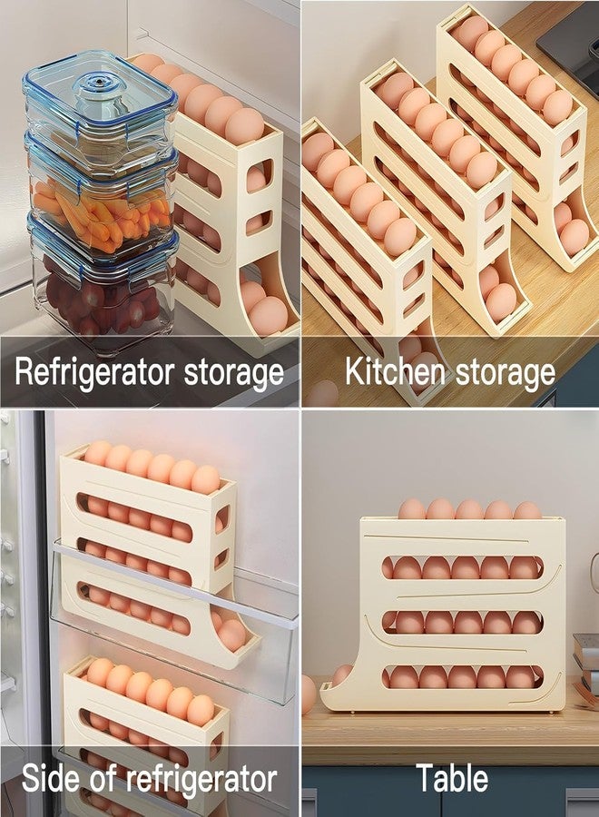 MAKRIV Automatic Rolling Egg Storage For Refrigerator, Fridge Organizer, Space Saving Refrigerator Egg Holder For Fridge ,Holds 28 Egg Storage，for Refrigerator,Kitchen,Cabinets,Tabl (White) - Image 5